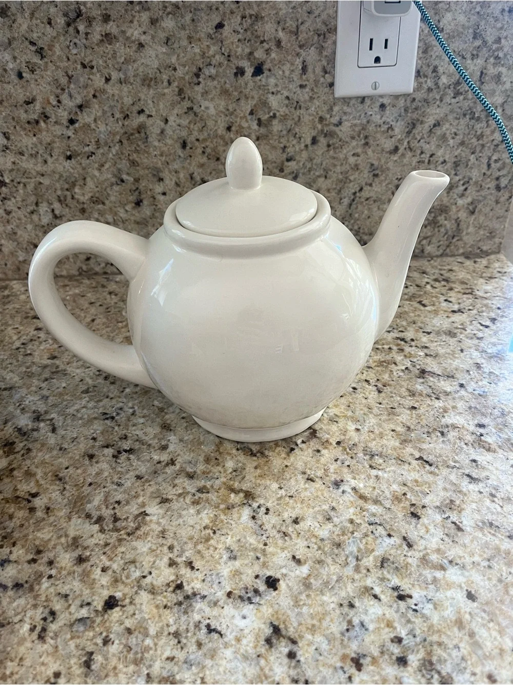 Rae Dunn White Ceramic Teapot with Black Tea Kettle Farmhouse